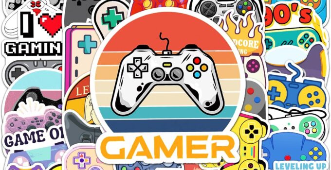 50 Pieces Video Game Stickers Decals Set for Kids Adults, Waterproof Gaming Stickers for Kid Game Reward,Water Bottles, Laptop Decor,Gamer Birthday Decorations Gaming Party Favor