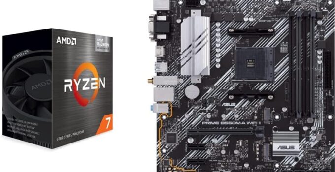 AMD Ryzen 7 5700G 8-Core, 16-Thread Unlocked Desktop Processor with Radeon Graphics ASUS Prime B550M-A WiFi II AMD AM4 (3rd Gen Ryzen™) Micro ATX Motherboard