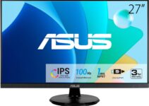 ASUS 27” 1080P Eye Care Monitor (VA27DQF) – IPS, Full HD, Frameless, 100Hz, 1ms, Adaptive-Sync, for Working and Gaming, Low Blue Light, Flicker Free, HDMI, DisplayPort, 3 Year Warranty