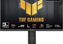 ASUS TUF Gaming 24” (23.8” viewable) 1080P Monitor (VG249QL3A) – Full HD, 180Hz, 1ms, Fast IPS, ELMB, FreeSync Premium, G-SYNC Compatible, Speakers, DisplayPort, Height Adjustable, 3 Year Warranty