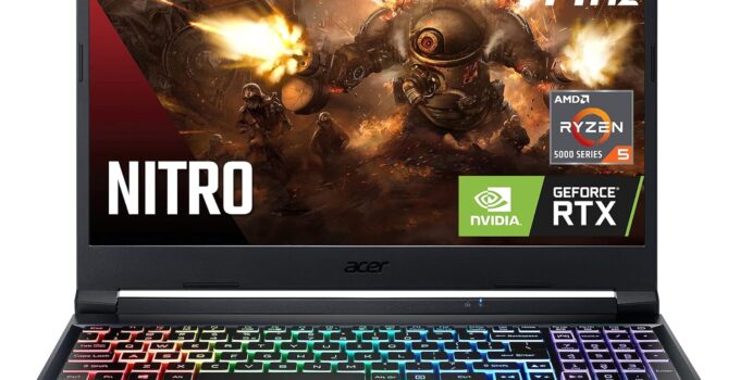 Acer Nitro 5 AN515-45-R21A Gaming Laptop, AMD Ryzen 5 5600H Hexa-Core Processor | NVIDIA GeForce RTX 3060 GPU | 15.6″ FHD 144Hz IPS Display | 16GB DDR4 | 512GB NVMe SSD | WiFi 6 | RGB Keyboard