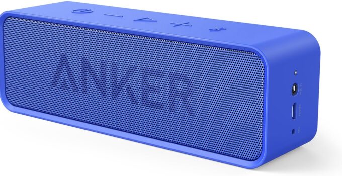 Anker Soundcore Bluetooth Speaker with 24-Hour Playtime, 66-Feet Bluetooth Range & Built-in Mic, Dual-Driver Portable Wireless Speaker with Low Harmonic Distortion and Superior Sound – Blue