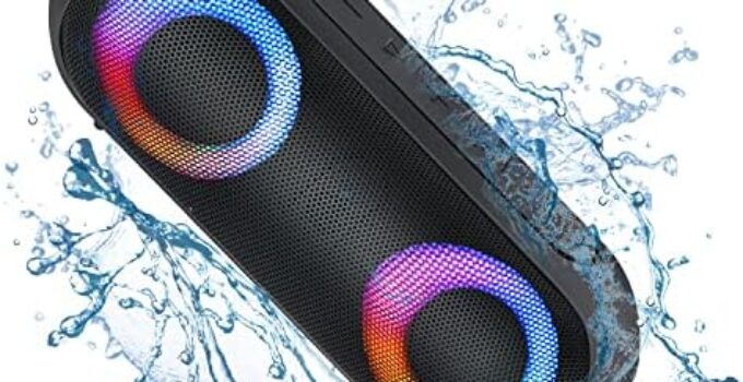 Bluetooth Speakers with Light, 30W Portable Bluetooth Wireless(100FT Range) Loud Stereo Sound, IPX7 Waterproof Shower Speakers, RGB Multi-Colors Rhythm Lights, 1000mins Playtime for Indoor&Outdoor
