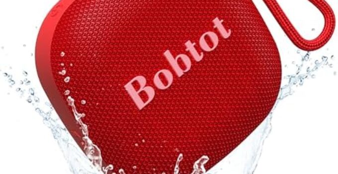 Bobtot Bluetooth Speaker Portable Wireless Speakers – 16 Hours Playtime Waterproof Speaker, Loud Stereo Sound, Mini Speaker with TWS, Built-in Mic, Strap to Carry for Home Travel Sport, Red