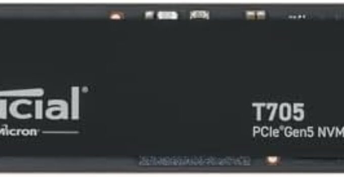 Crucial New 2024 T705 4TB PCIe Gen5 NVMe M.2 SSD – Up to 14,100 MB/s – Game Ready – Internal Solid State Drive (PC) – +1mo Adobe CC – CT4000T705SSD3