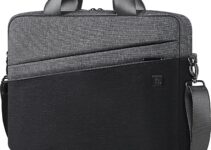 DOMISO 17 Inch Shockproof Laptop Carrying Case Business Briefcase Waterproof Messenger Shoulder Bag for 17″-17.3″ Notebook/Chromebook/Dell/Lenovo/Acer/HP/MSI/ASUS, Black & Dark Grey