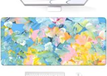 Desk Mouse Pad, Large Gaming Mousepad, XXL Desk Pad, Extended Long Superior Micro-Weave Cloth Non-slip Rubber Big Computer Mouse Mat for Gamer, Office & Home, 35″ x 15″, Abstract Watercolour