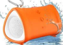 EBODA Waterproof Bluetooth Speaker, IPX7 Waterproof Portable Wireless Shower Speakers with HD Sound, 2000mAh for Travel, Outdoor, Beach, Camping, Kayak, Gifts for Women, Kids, Men-Orange