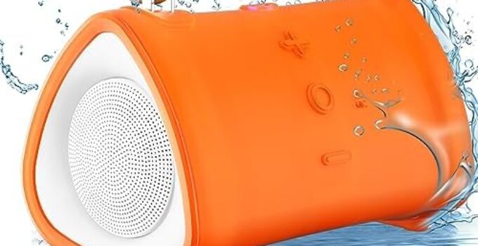 EBODA Waterproof Bluetooth Speaker, IPX7 Waterproof Portable Wireless Shower Speakers with HD Sound, 2000mAh for Travel, Outdoor, Beach, Camping, Kayak, Gifts for Women, Kids, Men-Orange