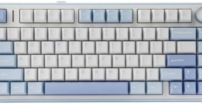 EPOMAKER x Aula F75 Gasket Mechanical Keyboard, 75% Wireless Hot Swappable Gaming Keyboard with Five-Layer Padding&Knob, Bluetooth/2.4GHz/USB-C, RGB (Sea Salt Blue, Graywood V3 Switch)