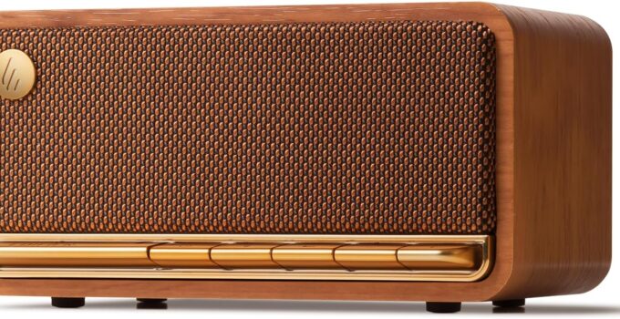 Edifier MP230 Portable Bluetooth Speaker, Wireless Speaker with Stereo Sound for Outdoor Travel, 9-Hour Playtime, Supports USB Soundcard/Micro SD, 20W RMS – Classic Wooden