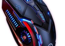G5 Wired Gaming Mouse, Silent Click Noiseless Optical Gamer Mouse,Play Games with Accurate Positioning, 4 Adjustable DPI, Ergonomic RGB Gaming Mice for PC Laptop Mac (Black)