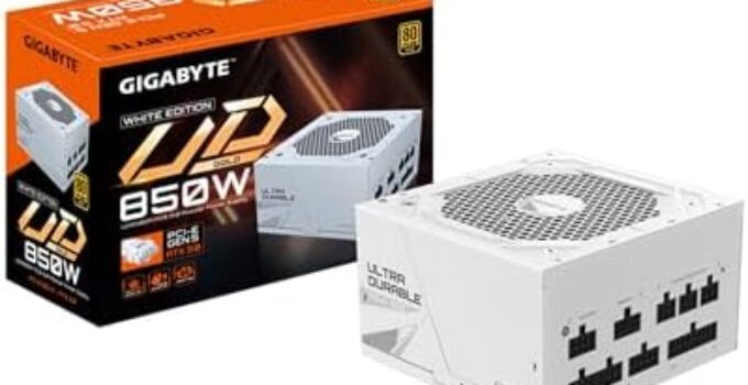GIGABYTE GP-UD850GM PG5W PCIE 5 ATX 3.0 Fully Modular Gaming Power Supply – 80 Plus Gold Certified 850W – Japanese Capacitors – ATX PSU (White)