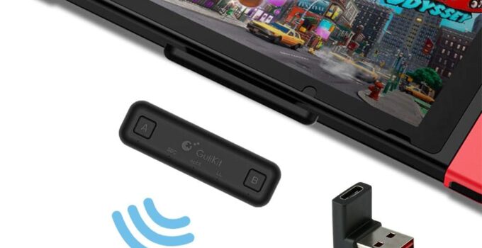 GuliKit Route Air Bluetooth Adapter for Nintendo Switch/Switch Lite PS4 PC, Dual Stream Bluetooth Wireless Audio Transmitter with aptX Low Latency Connect Your AirPods Bluetooth Speakers Headphone