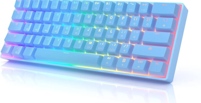 HK Gaming GK61 Mechanical Gaming Keyboard 60 Percent | 61 RGB Rainbow LED Backlit Programmable Keys | USB Wired | for Mac and Windows PC | Hotswap Gateron Optical Brown Switches | Blue