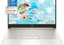 HP 2023 Newest 14″ HD Laptop for Students and Business, Intel Quad-Core Processor, 8GB RAM, 192GB Storage(64GB eMMC+128GB Micro SD), Long Battery Life, UHD Graphics, Webcam, Ultra Light, Win 11 S