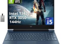 HP Victus 15.6″ 144Hz FHD Gaming Laptop, Intel Core i5-13420H, 32GB RAM, 1TB PCIe SSD, NVIDIA GeForce RTX 3050, Backlit Keyboard, Wi-Fi 6, Bluetooth 5.3, Win 11 Pro, Blue, 32GB Hotface USB Card