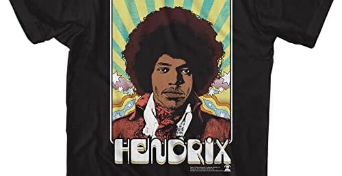 Jimi Hendrix Psychedelic Card Men’s Short Sleeve T Shirt Classic Rock Vintage Style Graphic Tees