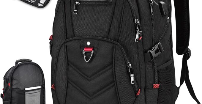 Laptop Backpack with Cable Organizers Extra Large 17 Inch Travel Backpack Anti Theft College Business Mens Backpacks with USB Charging Port 17.3 Gaming Computer Backpack for Women Men Black 45L
