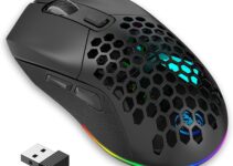 Lightweight Gaming Mouse,Rechargeable Wireless Gaming Mouse with USB Receiver RGB Backlight Computer Mouse for Laptop PC（Black）