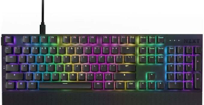 NZXT Function 2 | Full-Size Optical Gaming Keyboard | 8K Polling Rate | Linear Optical Switches | Adjustable Actuation | Double-Shot PBT Keycaps | RGB | Hot-Swappable | Wrist Rest | Black