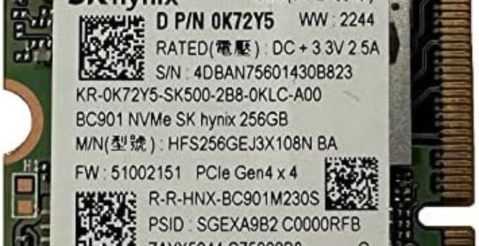 OEM SK Hynix BC901 256GB M.2 PCI-e GEN 4X4 NVME SSD Internal Solid State Drive 30mm 2230 Form Factor M Key Steam Deck