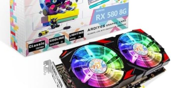 RX 580 Graphic Cards (with ARGB Fans), 2048SP, 8GB, GDDR5, 256 Bit, Pc Gaming Video Card, 2XDP, HDMI, PCI Express 3.0 with Freeze Fan Stop for Desktop Computer Gaming Gpu