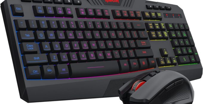 Redragon Gaming Keyboard and Mouse Wireless, RGB Gaming Keyboard and 8000 DPI Gaming Mouse, 10 Independent Multimedia Keys for Windows, PC, Computer, Wireless S101 Ideal for Gamer