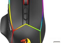 Redragon Wireless Gaming Mouse, Tri-Mode 2.4G/USB-C/Bluetooth Ergonomic Mouse Gaming, 8000 DPI, RGB Backlit, Fully Programmable, Rechargeable Wireless Computer Mouse for Laptop PC Mac, M814