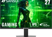 SANSUI Gaming Monitor 27 inch 165Hz 1ms Computer Monitor 2 x HDMI 2.0丨1 x Display Port 1.4丨IPS丨FHD 1080P丨Adaptive Sync丨100% sRGB丨Blacklevel Adjust丨VESA Compatible,Black (ES-G27F2)