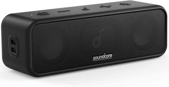 Soundcore Anker 3 Portable Bluetooth Speaker – Wireless, IPX7 Waterproof, 24H Playtime, Pure Titanium Diaphragm Drivers, PartyCast, BassUp, Custom EQ App – for Home, Outdoor, and Beach