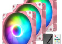 Vetroo 3-Pack Computer Case Fans 120mm Address RGB & PWM Cooling Fans High Performance with Controller Hub – Pink