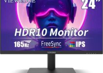 Viewedge 24 Inch Gaming Monitor with HDR 10, FHD (1080p), 165Hz, IPS Panel, 1ms, 105% sRGB 83% NTSC, Bluelight Filter, 2 HDMI & 1 DP Port, 75×75 mm VESA, and Ultra-Thin Bezel Designed