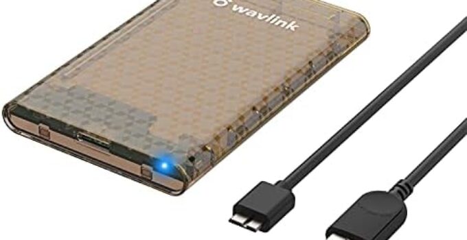 WAVLINK USB 3.0 to 2.5 inch SATA External Hard Drive Enclosure for HDD/SSD SATA I/II/III, Max 4TB with UASP Protocol 5Gbps, Tool Free for PC Laptop PS4 TV Router