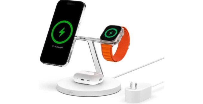 Charge all your Apple gadgets with $40 off this 3-in-1 Belkin stand