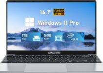 14 Inch Laptop Computer, Gaming Laptop, 16GB RAM 1TB SSD, Intel Celeron N5095 Processors, FHD 1920 x 1080, Supports 180 Angle Opening, Windows 11 Pro