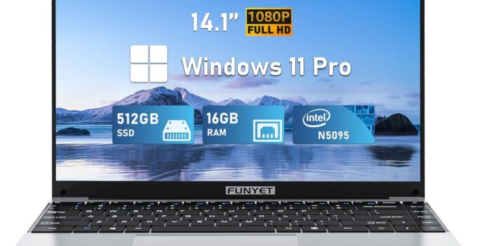 14 Inch Laptop Computer, Gaming Laptop, 16GB RAM 512GB SSD, Intel Celeron N5095 Processors, FHD 1920 x 1080, Supports 180 Angle Opening, Windows 11 Pro