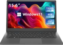 15.6 inch laptop computer,Intel Celeron Quad-Core Up to 2.2 GHz,4GB RAM and 192GB SSD,Windows 11 Laptop computers with FHD IPS,slim and lightweight notebook,Work and students laptops,Gray,WPS