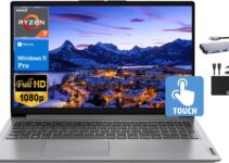 Lenovo IdeaPad 2024 Newest Laptop, 15.6″ FHD IPS Touchscreen, 8-Core AMD Ryzen 7 5700U (Beat i7-1180G7), 24GB RAM, 1TB SSD, Radeon Graphics, Webcam,WiFi 6, Long Battery, Win 11 Pro+MarxsolAccessory