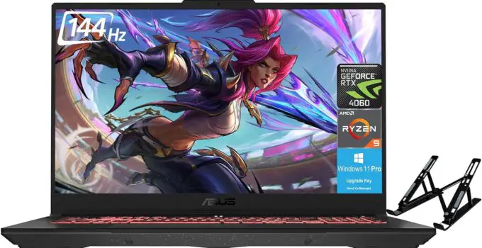 ASUS TUF A17 Gaming Laptop – 17.3″ FHD 144Hz Display, AMD Ryzen 9-7940HS, NVIDIA GeForce RTX 4060 GPU, 64GB DDR5, 2TB SSD, Wi-Fi 6, Backlit Keyboard, HDMI, Windows 11 Pro, with Laptop Stand