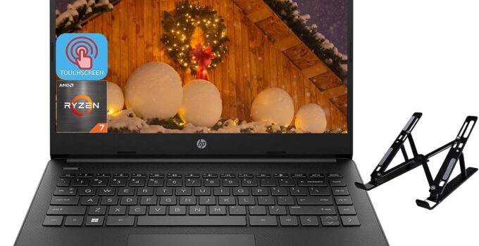 HP Business Laptop 2023 Newest, 14 Inch HD Touch Display, AMD Ryzen 7-5700U(up to 4.3GHz), 64GB RAM, 1TB SSD, AMD Radeon Graphics, HD Webcam, Bluetooth, Wi-Fi, Windows 11 Home, with Laptop Stand