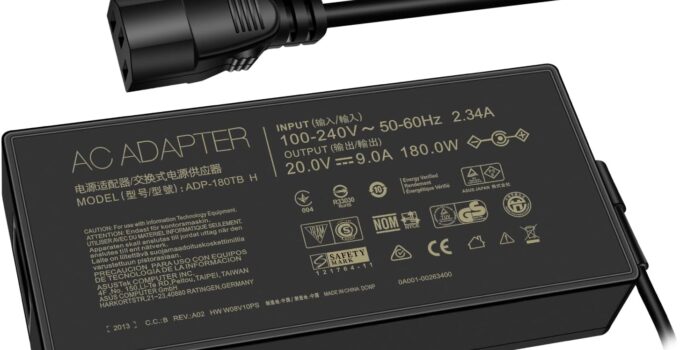 180W Zephyrus Charger ADP-180TB H for ASUS ROG Zephyrus G14 G15, ASUS TUF Gaming F15 F17 A15 A17 Laptop AC Adapter Power Supply Cord 20V 9A