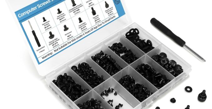 400PCS Computer Screws Assortment Kit with Screwdriver Motherboard Standoffs Screws for Universal Motherboard, HDD, SSD, Hard Drive,Fan, Power Supply, Graphics, PC Case, DIY Installation and Repair