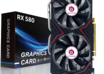 AMD RX 580 8GB Graphics Card, 2048SP 1284MHz GDDR5 256bit Radeon RX580 GPU 8K Video Card with Dual Cooling Fan, HDMI, DP, DVI-Output, PCIE 3.0 for Computer Gaming and Office