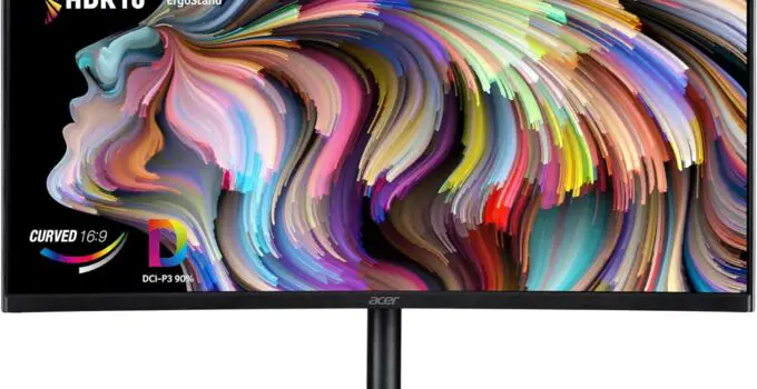 Acer EI322QK Abmiiiphx 31.5″ 1500R Curved UHD (3840 x 2160) Monitor | Adaptive-Sync Support | 90% DCI-P3 | HDR 10 Support | 1 x Display Port 1.2, 2 x HDMI 2.0 Ports & 2 x HDMI 1.4 Ports,Black