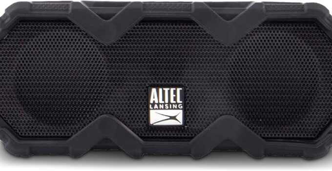 Altec Lansing IMW479 Mini LifeJacket Jolt Heavy Duty Rugged Waterproof Ultra Portable Bluetooth Speaker up to 16 Hours of Battery Life, 100FT Wireless Range and Voice Assistant (Black)