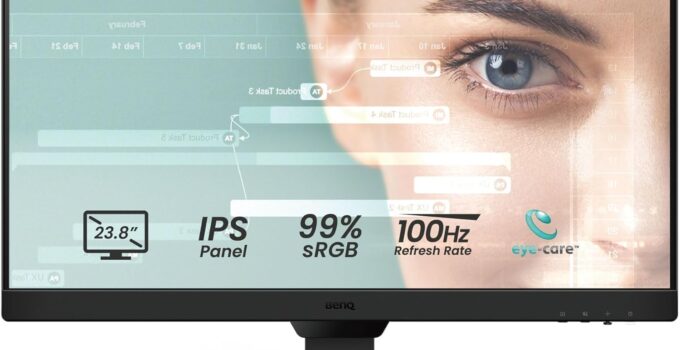 BenQ GW2490 100Hz Gaming Computer Monitor 24″ FHD 1920x1080p | IPS | Eye-Care Tech | Low Blue Light | Anti-Glare | Adaptive Brightness | Built-in Speakers | DisplayPort | HDMI x 2