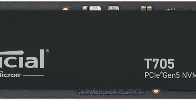 Crucial New 2024 T705 1TB PCIe Gen5 NVMe M.2 SSD – Up to 13,600 MB/s – Game Ready – Internal Solid State Drive (PC) – +1mo Adobe CC – CT1000T705SSD3