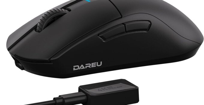 DAREU A950pro 4K Wireless Gaming Mouse:55g Ultra-Lightweight,4KHz Polling Rate,PAW3395 Optical Sensor,26K DPI,6 Programmable Buttons,Support 15min Fast Charging &Tri-Mode Connection (Black)