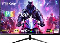 FYHXele 24 Inch Gaming Monitor FHD 1080P Fast IPS 180Hz, 165Hz Refresh Rate, 1ms, HDR Computer Monitor, HDMI, DisplayPort, Eye Care for Gamers, Compatible Wall Mountable Installs-Black
